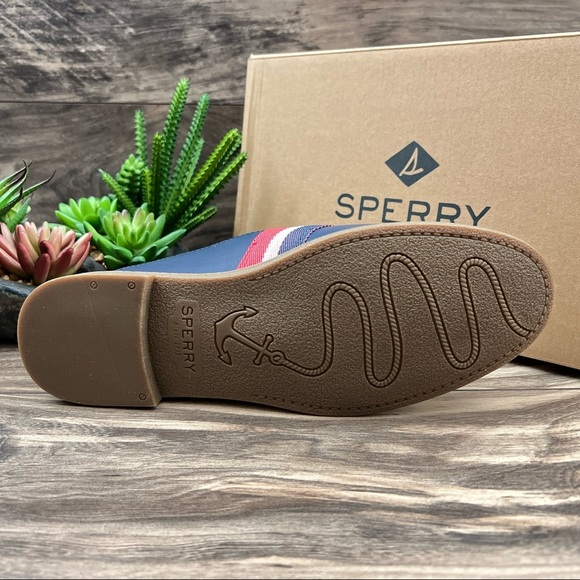 NIB Sperry Waypoint Leather Mule Slip On Shoes 8M Navy Memory Foam - Picture 9 of 12